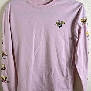 SpongeBob SquarePants Pink Long Sleeve Graphic Shirt XS Cartoon Y2K Cute